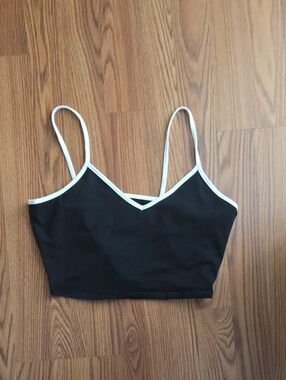 Black Contrast Trim Bralette Crop Top - Women Intimates